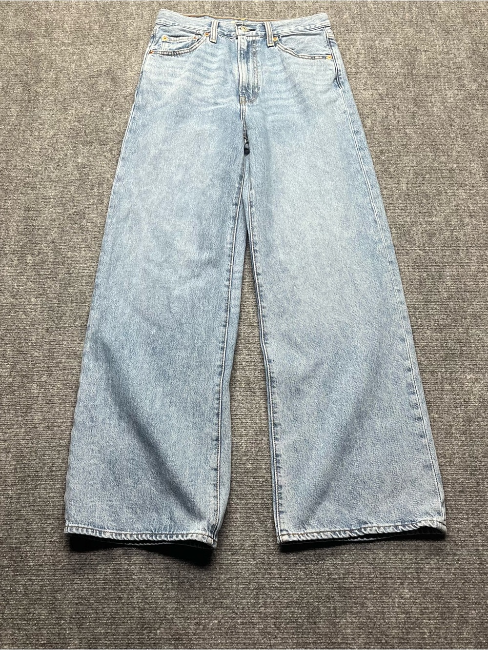 Levis Premium Jeans Womens 28x31 Blue Ribcage Wide Leg Big E Baggy Skater Loose